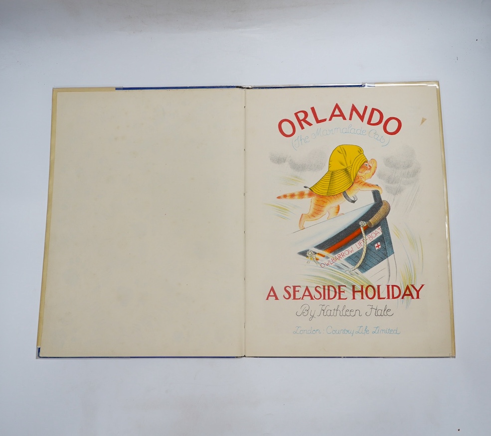 Hale, Kathleen - Orlando (The Marmalade Cat): A Seaside Holiday, 1st edition, lithographed illustrations by the author, printed in colour throughout, folio, original cloth-backed pictorial boards, dust-jacket, with price